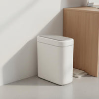 Odor-Sealing Lid Narrow Space Trash Bin Large Capacity Press Top Wastebasket Space-Saving Design Slim Lidded Trash Can Easy to Clean for Tight Areas, Kitchen, Bedroom, Office