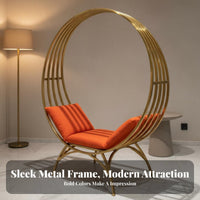 Metal Hoop Lounge Chair Italian Design Upholstered Leisure Chair Stylish Design Modern Single Seater for Event Planners, Adults, Wedding Venue