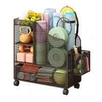 Rolling Mesh Storage Carrier Side Basket Exercise Mat Carrier Curved Guard Exercise Mat Rack Grid Wire