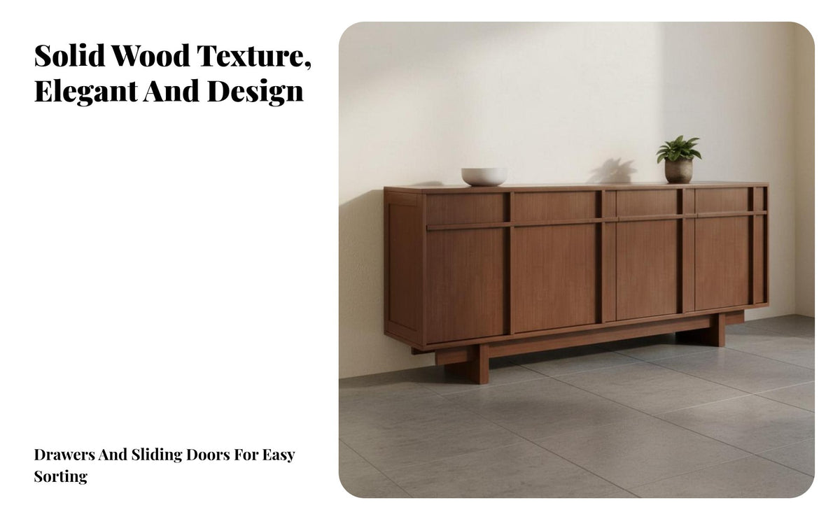 Solid Wood Sideboard Large Capacity Dining Room Buffet Cabinet Sturdy and Sturdy Wooden Buffet Cabinet for Homeowners, Families, Hallway, Home Office