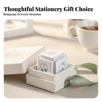 Cute Notebook Stamp DIY Fun 6-Sided Cube Stamp Stationery Supply Great Gift for Students, Planner Decoration, Scrapbooking