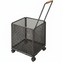 Lightweight Portable Shopping Trolley Wheeled Grocery Trolley 4 Wheels Household Carrier for Supermarket
