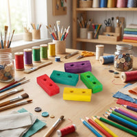 DIY Bird Toys Making Parts with Parrot Wood Blocks, Colorful Pre-Drilled Wooden Material for Enrichment, Macaws and African Grey Chewing Supplies