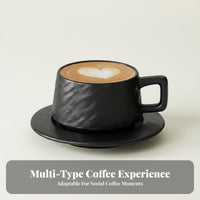 Premium Feel Retro Stone Pattern Cappuccino Cup Artisan-Made Design Cappuccino Cup and Saucer Set Ergonomic Handle for C Away Ee Expert S