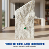 Minimalist Plaster Stone Jewelry Display Stand, Upright Necklace Holder, Double-Tier Desktop Organizer for Jewelry Shop