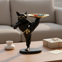 French Canine Statue Tray Multi-Functional Resin Dog Decorative Piece Desktop Organizer Modern Decor House Decoration Easy To