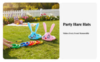 Inflatable Hare Hoop Toss Group Amusement Wearable Hoop Toss Hat Inflatable Hare Ears Game Safe for Children Easter Hare Game