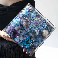 Permanent Petal Gift Box Real Flowers Acrylic Blossom Enclosure Everlasting Bloom Arrangement for Girlfriend, Wife, Anniversary, Wedding, Home Decor
