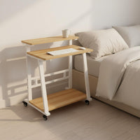 Modern Minimalist Design Rolling Bedside Desk Space Saving Mobile Computer Desk Multi-Functional Mobile Computer Cart Stable Structure for Students, Bedroom, Dorm Room