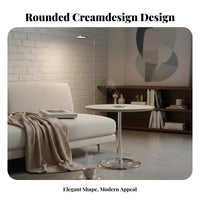 Cream and fashion circular table with Transparent Legs Rounded Edges Living Room Furniture Modern Design Space-Saving Look for Apartment Dwellers, Interior Decorators, Office Managers, Small areas, Lounge Area, Bedroom