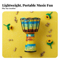 Tuningtuning-Not-Required 10-Inch Floral Djembe Portable African Drum Ready to Play Percussion Instrument Lightweight for Beginners, Music Students, Home Practice, Outdoor Gatherings, Stage Performance, Live Performances