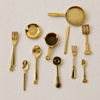 Miniature Dollhouse Kitchen Utensil Set - Spoons, Forks, Pans for DIY Dollhouse Accessories