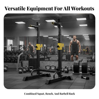 Stable and Secure Adjustable Squat Rack Multi-Functional Bench Press Stand Multi-Functional Bench Press Rack for Weightlifters, Bodybuilders, Home Gym