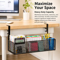 Under Desk Cable Management Tray, Large Adjustable Carbon Steel Wire Management, Clamp Mount for Home Office Standing Desk, 13.6kg Capacity