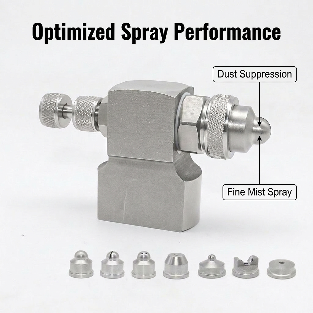 Stainless Steel Gas Cooling Atomization Nozzle, Industrial Facility Dust Remove Nozzle, Fine Mist Fogging Nozzle, Water Treatment Nozzle