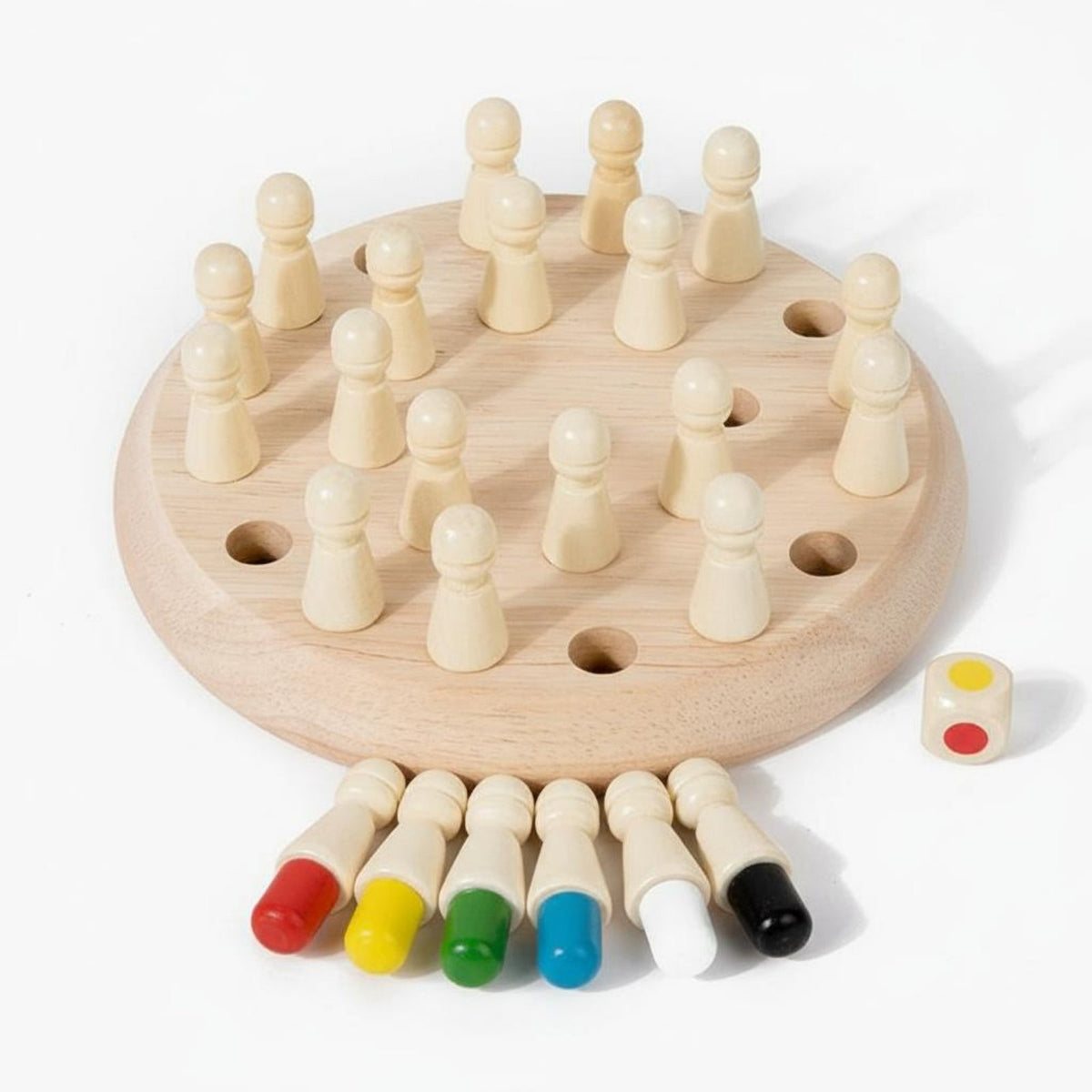 Wooden Memory Chess Parent-Child Interaction Wooden Memory Chess Game Family Engaging Color Matching Board Game for Preschoolers, Kindergarten