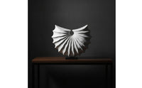 Textured Shell Sculpture Modern Sculpture with Base Abstract Ribbed Fan Statue Geometric for Interior Designers, Living Room, Entryway, Office Reception, Mantel