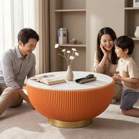Bowl Coffee Table Contemporary Fluted Coffee Table Low Profile Furniture for Living Room, Lounge