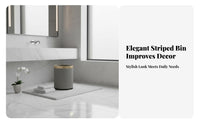 Gold Border Trash Bin Wide Mouth Accessible Ing Round Striped Trash Can Double Tier Waste Bin Easy to Clean Lidless Garbage Can