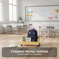 Movable with casters Mobile under-table Book container Easy to Move Classroom Organizer Space Saving Rolling cart Large Capacity for Students, Children, Office Workers, School, Dorm Room, Home, Bedroom