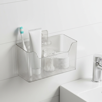 Wall-Mounted Bathroom Mirror Cabinet Organizer with Drainage Holes, No-Drill Installation