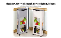 Kitchen Trash Can with Shelves Sliding Lid Rolling Storage Cart with Trash Bin Mobile Garbage Can Trolley High Capacity