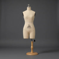 Linen-Textured Female Dress Form Mannequin Light Beige Material-Covered Dress Form Split-Leg Female Mannequin Torso Stand Wooden Base for Dressmakers, Fashion Design
