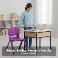 Thickened Design Single-Piece Molded Chair Sturdy Long-Lasting Classroom Seat Multipurpose Use Backrest Stool Stable Structure for Students, Children, Schools, Training Centers, Playroom, Office