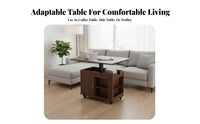 Convertible Elevating Top Trolley Mobile with Casters Side Table Rolling Design Storage Cart for Home Entertainers, Families, Living Room, Bedroom