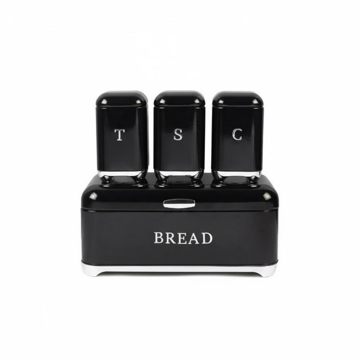 4 Pieces Bread Bin and Canister Set Easy To Clean Bread Bin with Matching Jars Metal Food Storage Tins Large Capacity for Pantry