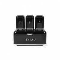 4 Pieces Bread Bin and Canister Set Easy To Clean Bread Bin with Matching Jars Metal Food Storage Tins Large Capacity for Pantry