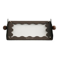 Tabletop Storage Tray Ribbed Tray with Wooden Handles Wavy Organizer for Living Room