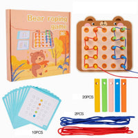 Threading Board Hand-Eye Coordination Stringing Toy Focus Training Pattern Threading Board for Kids, Kindergarten