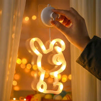 Easter Bunny Light Cute Shape Hanging Indoor Lighting Festive Atmosphere Light for Window, Shop Owners, Families, Bedroom