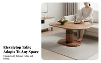 2-in-1 Design Height-Adjustable Coffee-to-Dining Table two-wayUse elevateTop Surface Space-Saving transformable Centerpiece Multifunctional for Apartment Dwellers, Homeowners, Living Room, Small Spaces, Studio Flat, Home Office