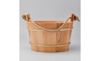 Sauna Bucket with Rope Handles Rustic Wooden Sauna Bucket and Ladle Set Traditional for Spa Professionals, Steam Room, Bathhouse
