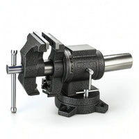 Bench Vise with Swivel Base Double-Jaw Bench Vise Cast-Metal for Workshops