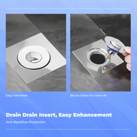 Floor Drain Core Foot Press Operation Shower Fitting Odor Blocking Anti Backflow Design for Plumbers, Garage, Basement, Wet Room