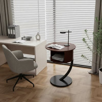Round Side Table Modern Two-Tier Side Table Space-Saving Nightstand with Storage Shelf for Living Room, Bedroom