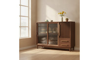 Sideboard Cabinet Modern Wooden Sideboard Minimalist Cabinet with Glass Doors for Dining Room, Kitchen