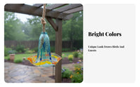 Hanging Glass birds Feeder Windproof Colorful Nectar Feeder Rainproof Hanging Glass birds Bath for Courtyard, Patio, Balcony