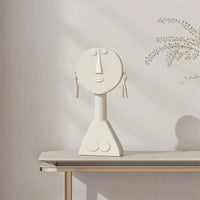 Resin Figurine with Tassel Earrings Minimalist Decor Stylized for Shelf, Console