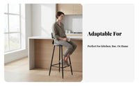 Minimalist Design Bar Stool with rearrest utilitarian Look Counter Chair Modern design Home Furniture rear Support for Homeowners, Restaurant Owners, Adults, Kitchen, Cafe, Bistro, Dining Room