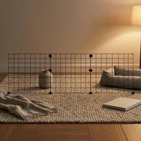 Black Mesh Pet Barrier Panel Iron Wire-Grid Dog Fence Freestanding Indoor Isolation Gate Good Ventilation