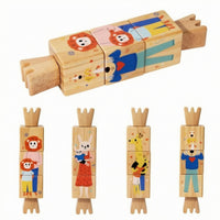 Wooden Rotating Puzzle Toy Cognitive Skills Brain Teaser Toy Tactile for 3+