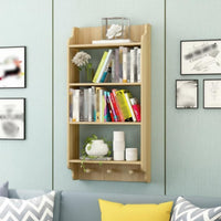 Nordic Design Exposed Shelving Unit With Hooks Wall-Mounted Cubby Shelf Space-Saving Bookshelf Multifunctional for Homeowners, Students, Office Workers, Living Room, Bedroom