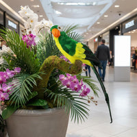 Vibrant Colors Feathered Parrot Model Easy to Install Artificial Parrot Ornament Handmade Lifelike Bird Statue for Garden