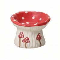 Cute Fungus Pet Bowl Adorable Ceramic Pet Bowl Glossy Feeding Dish Easy to Clean for Cats, Indoor