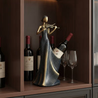 Violinist Vino Bottle Holder Tabletop Violin Vino Rack Sculptural Decor for TV Cabinet