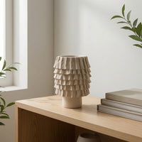 Vase with Wrinkled Texture Contemporary Resin Vase Sturdy for Shelves